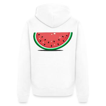 Wassermelone Design Scheibe - Unisex Premium Bio Zip Hoodie - Weiß - Hinten - Thijin (182cm)