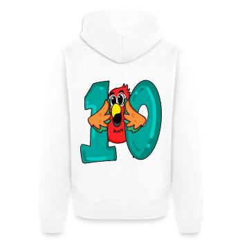 10 anniversaire - oiseau perroquet avec le numéro 10 - Veste à capuche bio Premium Unisexe - blanc - Dos - Thijin (182cm)
