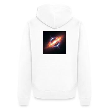 Kosmischer Orbit Kunstdruck - Unisex Premium Bio Zip Hoodie - Weiß - Hinten - Thijin (182cm)
