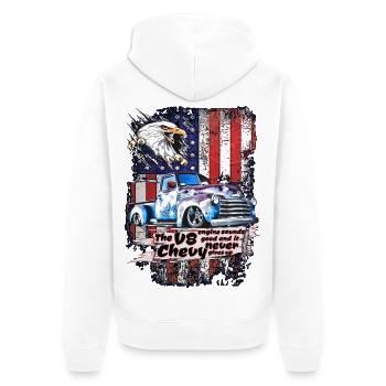 V8 Power Eagle USA - Unisex Premium Bio Zip Hoodie - Weiß - Hinten - Thijin (182cm)