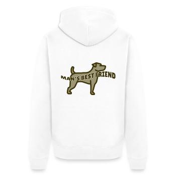 Man's best Friend - Hund Silhouette - Unisex Premium Bio Zip Hoodie - Weiß - Hinten - Thijin (182cm)
