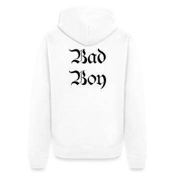 Streetwear - Unisex Premium Bio Zip Hoodie - Weiß - Hinten - Thijin (182cm)