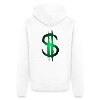 Dollarzeichen Dollar Geld Symbol - Unisex Premium Bio Zip Hoodie - Weiß - Hinten - Thijin (182cm)