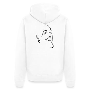 Mit dem Gesicht zum Horizont stilisiert in Tinte - Unisex Premium Bio Zip Hoodie - Weiß - Hinten - Thijin (182cm)