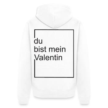 du bist mein valentin - neu - Unisex Premium Bio Zip Hoodie - Weiß - Hinten - Thijin (182cm)