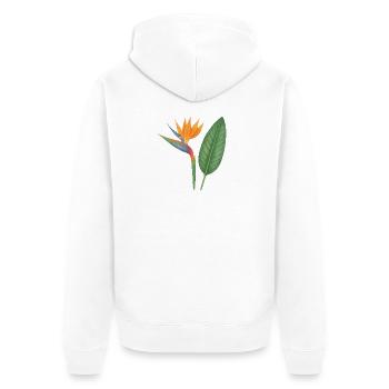 Strelitzie – exotische Blütenpracht - Unisex Premium Bio Zip Hoodie - Weiß - Hinten - Thijin (182cm)