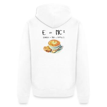 E MC² Kaffee Milch Energie Geschenk lustig - Unisex Premium Bio Zip Hoodie - Weiß - Hinten - Thijin (182cm)