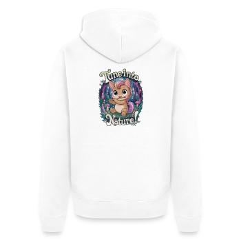 Mettez-vous à l’écoute de la nature ! - Veste à capuche bio Premium Unisexe - blanc - Dos - Thijin (182cm)