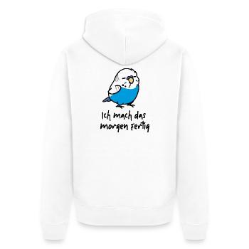 lässiger Wellensittich - Unisex Premium Bio Zip Hoodie - Weiß - Hinten - Thijin (182cm)