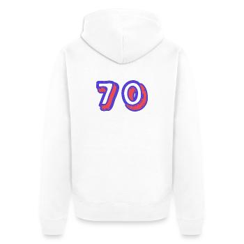 70. 70 JAHRE. 70. JAHRESTAG. 70-JÄHRIGES JUBILÄUM. - Unisex Premium Bio Zip Hoodie - Weiß - Hinten - Thijin (182cm)
