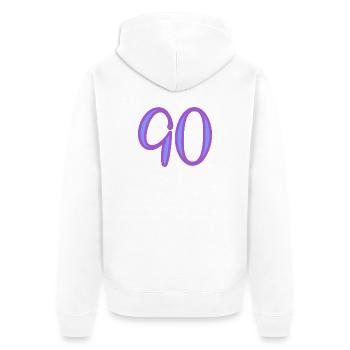 90 - Unisex Premium Bio Zip Hoodie - Weiß - Hinten - Thijin (182cm)