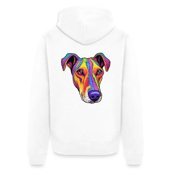 Glatter Foxterrier Hunderasse Cartoon Kawaii Illust - Unisex Premium Bio Zip Hoodie - Weiß - Hinten - Thijin (182cm)