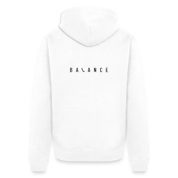 Balance - Schlicht und Aussagekräftig - Unisex Premium Bio Zip Hoodie - Weiß - Hinten - Thijin (182cm)
