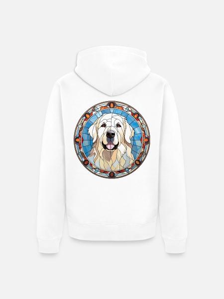 Große Pyrenäen Hunderasse Aquarellglas - Unisex Premium Bio Zip Hoodie - Weiß
