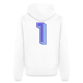 1. 1 AN. 1er ANNIVERSAIRE. ANNIVERSAIRE 1 AN - Veste à capuche bio Premium Unisexe - blanc - Dos - Thijin (182cm)