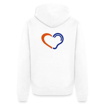 Löschen. Hörgeschädigtes, Gehörlose, eingeschränktes Hörvermögen. - Unisex Premium Bio Zip Hoodie - Weiß - Hinten - Thijin (182cm)