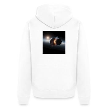 Kosmisches Eclipse Design - Unisex Premium Bio Zip Hoodie - Weiß - Hinten - Thijin (182cm)