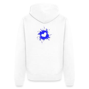 Herz Fleck Tinte Blau - Unisex Premium Bio Zip Hoodie - Weiß - Hinten - Thijin (182cm)