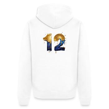NR. 12 NUMMER 12 COOL 12. GEBURTSTAG - Unisex Premium Bio Zip Hoodie - Weiß - Hinten - Thijin (182cm)