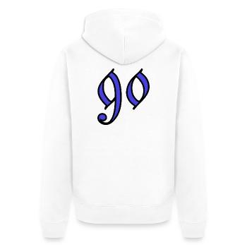 90. 90 JAHRE. 90. JAHRESTAG. 90-JÄHRIGES JUBILÄUM. - Unisex Premium Bio Zip Hoodie - Weiß - Hinten - Thijin (182cm)