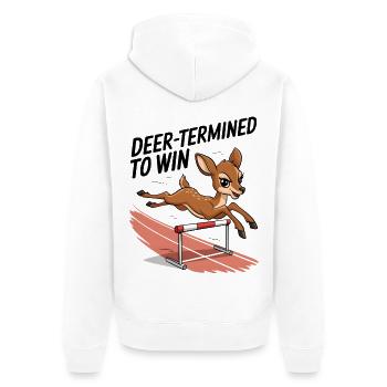 Deer-Termined To Win - Unisex Premium Organic Zip Hoodie - white - Back - Thijin (182cm)