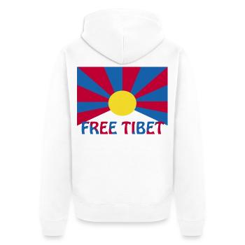 free tibet - Unisex Premium Bio Zip Hoodie - Weiß - Hinten - Thijin (182cm)