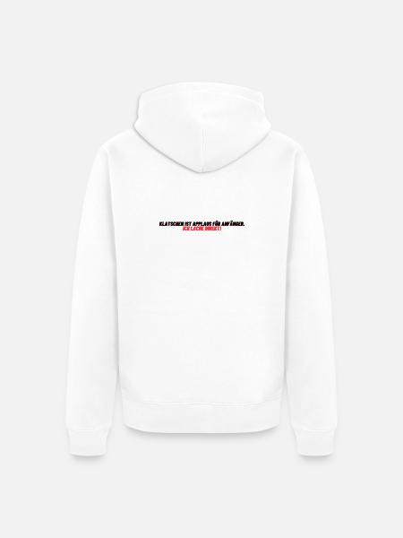 Lachen statt Applaus - Unisex Premium Bio Zip Hoodie - Weiß