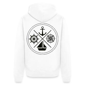 All kinds of nautical - Unisex Premium Bio Zip Hoodie - Weiß - Hinten - Thijin (182cm)