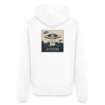 Außerirdischer Ufo Lustig Weltraum Geschenk - Unisex Premium Bio Zip Hoodie - Weiß - Hinten - Thijin (182cm)