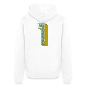 1. 1 JAHR. 1. JAHRESTAG. 1 JAHR GEBURTSTAG - Unisex Premium Bio Zip Hoodie - Weiß - Hinten - Thijin (182cm)