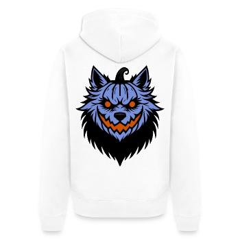 Der Werwolf-Kürbis-Hybrid - Unisex Premium Bio Zip Hoodie - Weiß - Hinten - Thijin (182cm)