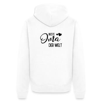 Beste Oma der Welt - Unisex Premium Bio Zip Hoodie - Weiß - Hinten - Thijin (182cm)