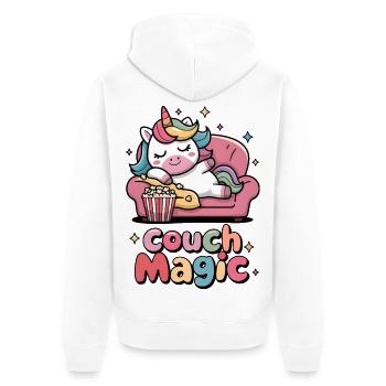Couch-Magie - Unisex Premium Bio Zip Hoodie - Weiß - Hinten - Thijin (182cm)