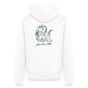 Georges Basic dunkelgrün - Unisex Premium Bio Zip Hoodie - Weiß - Hinten - Thijin (182cm)