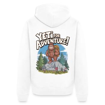 Yeti für Abenteuer - Unisex Premium Bio Zip Hoodie - Weiß - Hinten - Thijin (182cm)