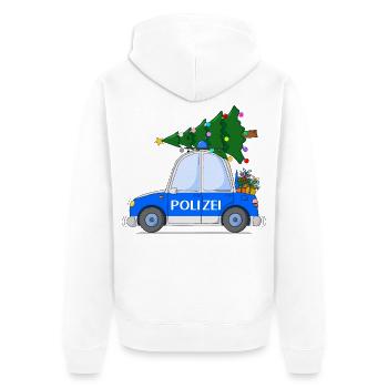Polizeiauto Weihnachten - Unisex Premium Bio Zip Hoodie - Weiß - Hinten - Thijin (182cm)