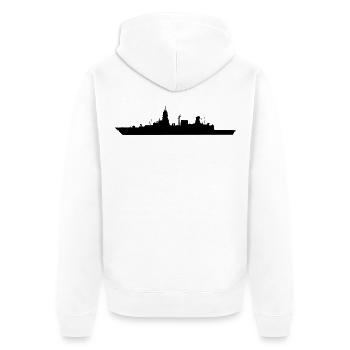 Fregatte Sachsen-Klasse 124 Fregatte Hamburg Black - Unisex Premium Bio Zip Hoodie - Weiß - Hinten - Thijin (182cm)