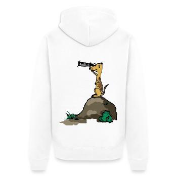 erdmaennchen comic - Unisex Premium Bio Zip Hoodie - Weiß - Hinten - Thijin (182cm)