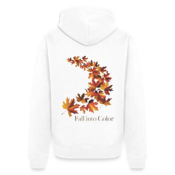 Fallen Sie in Farbe - Unisex Premium Bio Zip Hoodie - Weiß - Hinten - Thijin (182cm)