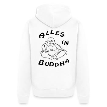 alles in buddha - Unisex Premium Bio Zip Hoodie - Weiß - Hinten - Thijin (182cm)