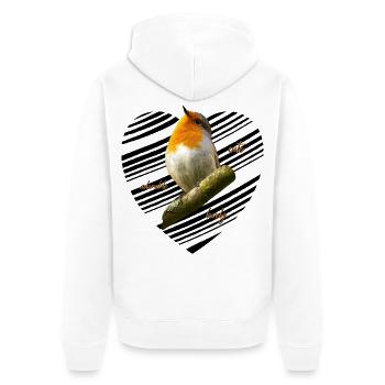 Rotkehlchen Singvogel - Unisex Premium Bio Zip Hoodie - Weiß - Hinten - Thijin (182cm)