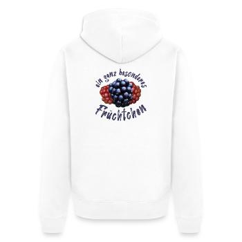 Früchtchen Bengel Göre - Unisex Premium Bio Zip Hoodie - Weiß - Hinten - Thijin (182cm)