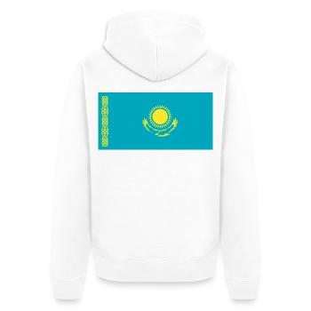 Kasachstan - Unisex Premium Bio Zip Hoodie - Weiß - Hinten - Thijin (182cm)