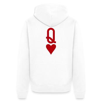 Poker Playing Card - Queen of Hearts - Unisex Premium Organic Zip Hoodie - white - Back - Thijin (182cm)