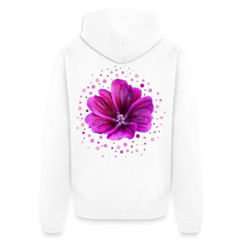 Malve lila Blüte - Unisex Premium Bio Zip Hoodie - Weiß - Hinten - Thijin (182cm)