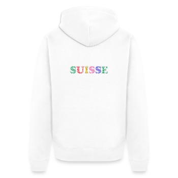 SCHWEIZ. LAND - Unisex Premium Bio Zip Hoodie - Weiß - Hinten - Thijin (182cm)