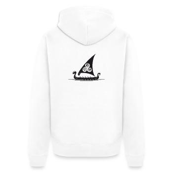 Voile de navire viking Triskel - Veste à capuche bio Premium Unisexe - blanc - Dos - Thijin (182cm)