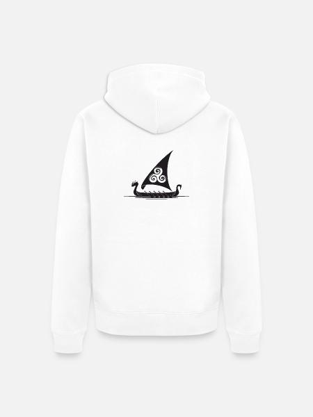 Viking Ship Triskel Sail - Unisex Premium Organic Zip Hoodie - white