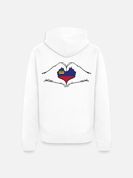 Liechtenstein Flagge Herzform - Unisex Premium Bio Zip Hoodie - Weiß