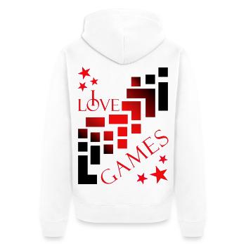 Gamer games - Unisex Premium Bio Zip Hoodie - Weiß - Hinten - Thijin (182cm)